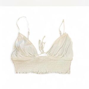 SHEIN Ivory Tie-Front Crop Top